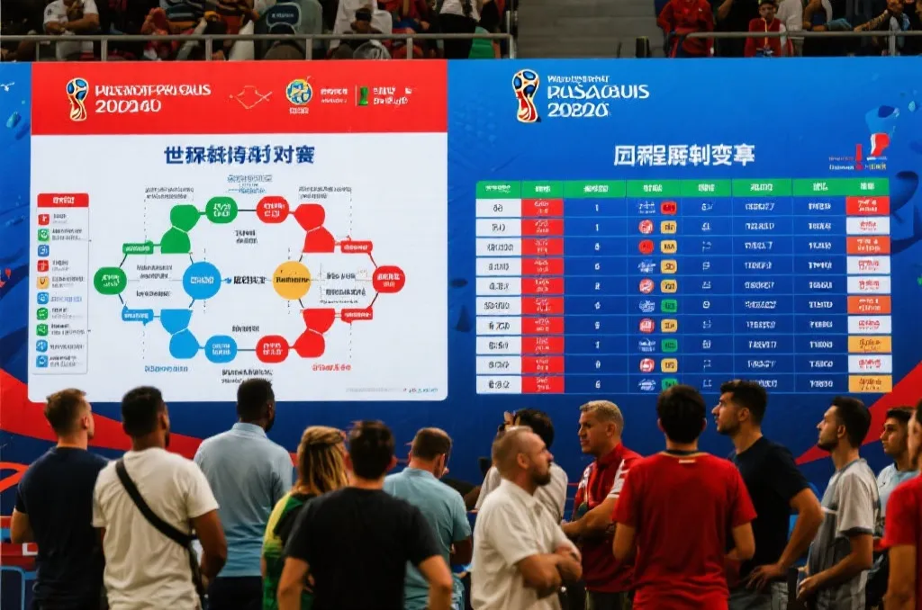 世界杯积分榜锁定后淘汰赛对阵图生成的视觉示意